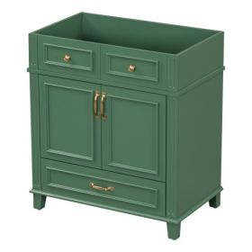 30'' Bathroom Vanity Without Top,Solid Wood Frame Bathroom Storage Cabinet With Soft Closing Doors,Frame Bathroom Storage Cabinet Only, Retro Style, G