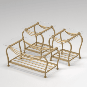 Tempered Glass Surface 3-Piece Coffee Table Set Decor Rectangle Coffee Table With 2 Square End Side Table Unique Design Coffee Table With Sturdy Const