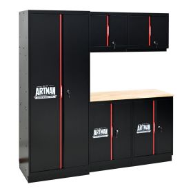 Steel Filing Cabinet With Compartments For Office Use, Storage, File Storage, Archives, And High and Low Cabinets--Black&Red