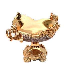 Ambrose Chrome Plated Crystal Embellished Ceramic Fruit Platter