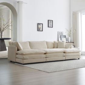 Comfortable Deep Seat Reversible Modular 6 Seater Sectional Super Soft Sofa U Shaped Sectional Couch with 3 Ottomans