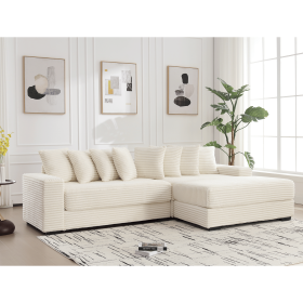 [NEW ARRIVED] [VIDEO PROVIDED] Oversized Two-Piece Couches, L Shaped Sofa, Corduroy, Right Chaise Daybed,with Armrests,Eight Throw Pillows,Corner