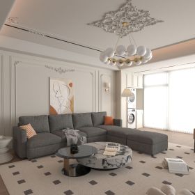 Modern Large Sectional Sofa, U-Shape Modular Sectional Couch with Storage Function,123" Sofa Bed with Ottoman,6 Seat Sectionals Chaise for Living