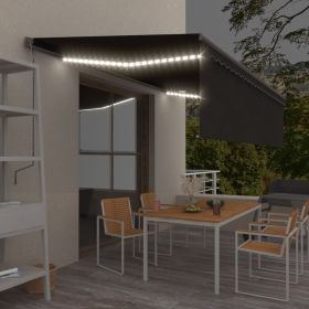 Manual Retractable Awning with Blind&LED 16.4'x9.8' Anthracite