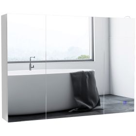 kleankin Lighted Medicine Cabinet with Mirror, 26" x 36" Wall Mounted Bathroom Mirror with Storage, 3-Color Bathroom Wall Cabinet with USB Charge