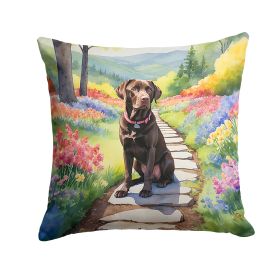 Labrador Retriever Spring Path Throw Pillow Machine Washable, Indoor Outdoor Decorative Pillow for Couch, Bed or Patio, 18Hx18W