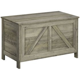 30" Farmhouse Storage Chest, Lift Top Box Organizer with Safety Hinge to Open Up 150Â° for Bedroom, Entryway, Living Room, Gray