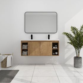 48" Wall Mounted Bathroom Vanity With Double Sink, Soft Closing Door Hinge (KD-Package)-BVB07348IMOX-GRB4840D