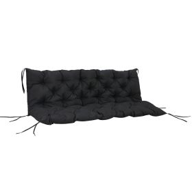 Outsunny Tufted Bench Cushions for Outdoor Furniture, 3-Seater Replacement for Swing Chair, Patio Sofa/Couch, Overstuffed, Includes Backrest, Bla
