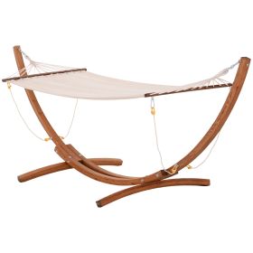 Outsunny 10' Wood Outdoor Hammock, Hammock with Stand Rainbow Bed, Heavy Duty Roman Arc Hammock for Single Person for Patio Backyard Balcony Porc