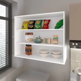 White Wall Cabinet with Open Storage