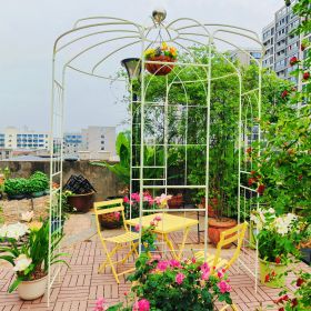 Metal Garden Arch Iron Garden Arbors Gazebo Dia81.3'' x 114.2'' High Birdcage Shape Pergola Pavilion for Wedding Ceremony Outdoor