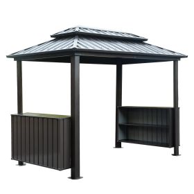 6x10FT Hardtop Grill Gazebo, Outdoor BBQ Gazebo with Double Galvanized Steel Roof