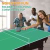 8ft Green Mid-Size Table Tennis Table Foldable & Portable Ping Pong Table Set for Indoor Games