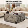 VEVOR Farmhouse Coffee Table, 36 Inch Hinged Square Coffee Table with Large Storage Compartment, Wooden Rustic Cocktail Table for Living Room, Bedroom