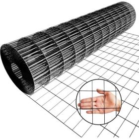 60inch X 50ft Black Vinyl Coated Hardware Cloth 2  X 4  16Ga Welded Wire Mesh Fence, PVC Coated Welded Chicken Wire Fencing, Metal Garden Plant F (Color: Black)