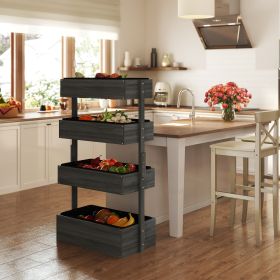 Outdoor Wooden Vertical Garden Planter, 4 Tier Planter Box, Self-Draining For Flowers, Vegetables, Herbs, Gray (Option: Gray)