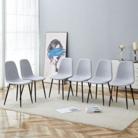 Comfortable Linen-Cotton Dining Chair Set - Six Pieces In Light Gray.Integrated Seat And Backrest,Linen-Cotton Material,Modern Home Matching. (Option: Light Gray)