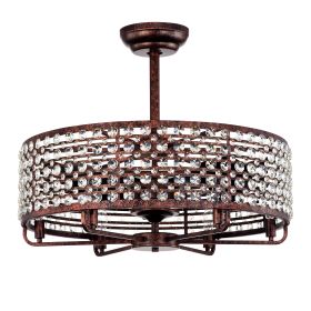 Dia 26.8 Inch Chandelier Ceiling Fan ,Crystal Shade Ceiling Fan With Remote Control,3 ABS Blade--4-light No Include Bulb (Option: Rustic Brown)
