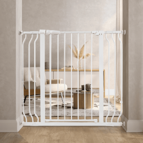 Only Supports Self Pickup Extra Wide Baby Gate, Safety Dog Gate For Stairs, Easy Walk-through Self-closing Pet Gate For Houses, Doorways, White-grey (Color: White)
