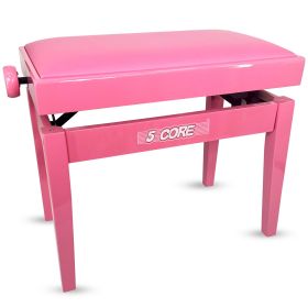 5 Core Adjustable Piano Bench Thick 3.25" Solid Wood Keyboard Stool Heavy Duty Musician Chair (sku: PNB 480 HPNK)