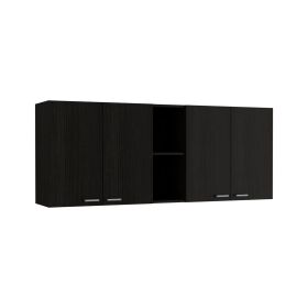 Olimpo Wall Double Door Cabinet,Two External Shelves, Two Interior Shelves (Color: Black)
