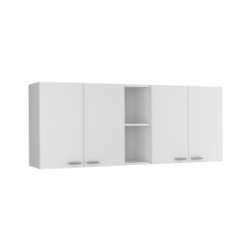 Olimpo Wall Double Door Cabinet,Two External Shelves, Two Interior Shelves (Color: White)