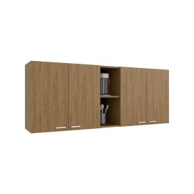 Olimpo Wall Double Door Cabinet,Two External Shelves, Two Interior Shelves (Color: Natural Oak)