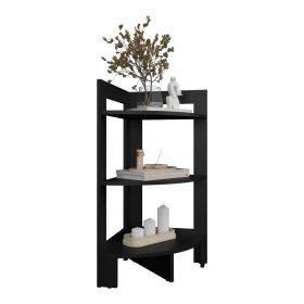 Akutan Side Table with 3 Shelves, 3 Legs (Color: Black)