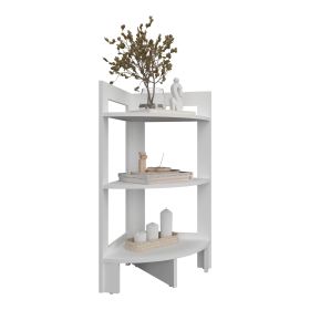 Akutan Side Table with 3 Shelves, 3 Legs (Color: White)
