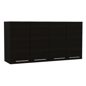 Oceana Wall Cabinet, Four Doors, Two Cabinets, Two Shelves (Color: Black)