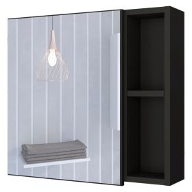 Queets Medicine Single Door Cabinet, Two External Shelves, Three Interior Shelves (Color: Black, Material: Manufactured Wood)