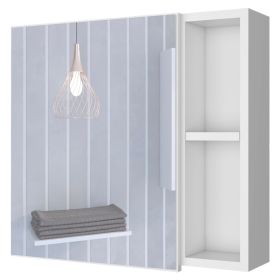 Queets Medicine Single Door Cabinet, Two External Shelves, Three Interior Shelves (Color: White, Material: Manufactured Wood)