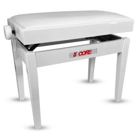 5 Core Adjustable Piano Bench Thick 3.25" Solid Wood Keyboard Stool Heavy Duty Musician Chair (sku: PNB 480 WH)