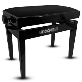 5 Core Adjustable Piano Bench Thick 3.25" Solid Wood Keyboard Stool Heavy Duty Musician Chair (sku: PNB 480 BLK)