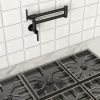 Double 360Â° Rotatable Joints Traditional Wall Mount Stove Swing Arm Folding Pot Filler Kitchen Faucet Double Handle with Spare Ceramic Valve