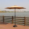 8.8 feet Outdoor Aluminum Patio Umbrella, Patio Umbrella, Market Umbrella with 33 pounds Round Resin Umbrella Base, Push Button Tilt and Crank lift