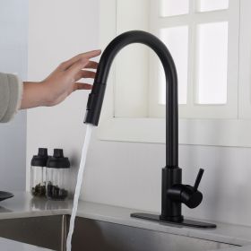 Touch Kitchen Faucet with Pull Down Sprayer RT (Color: Black)