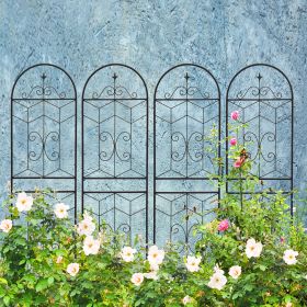 4 Pack Metal Garden Trellis 71" x 19.7" Rustproof Trellis for Climbing Plants Outdoor Flower Support Black (Color: Black)