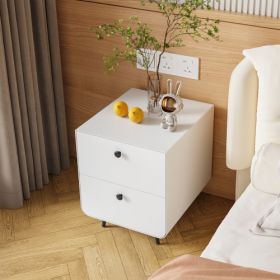Modern Night Stand Storage Cabinet For Living Room Bedroom, Steel Cabinet With 2 Drawers,Bedside Furniture, Circular Handle (Color: White)