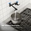 Double 360Â° Rotatable Joints Traditional Wall Mount Stove Swing Arm Folding Pot Filler Kitchen Faucet Double Handle with Spare Ceramic Valve