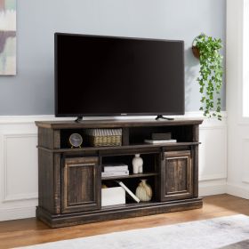 Media Console Table With Storage Cabinet, Mid Century Style Entertainment TV Table, Multipurpose Sliding Door TV Cabinet Large Storage Space, (Color: Brown)